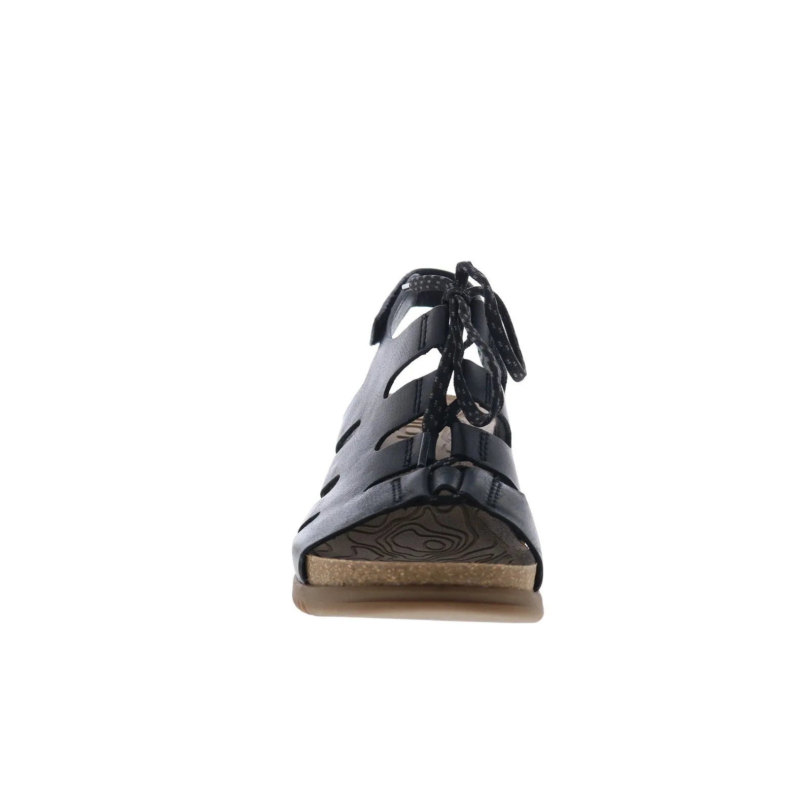 Bionica Sorena BI0013601 Womens Black Leather Strap Wedges Sandals Shoes