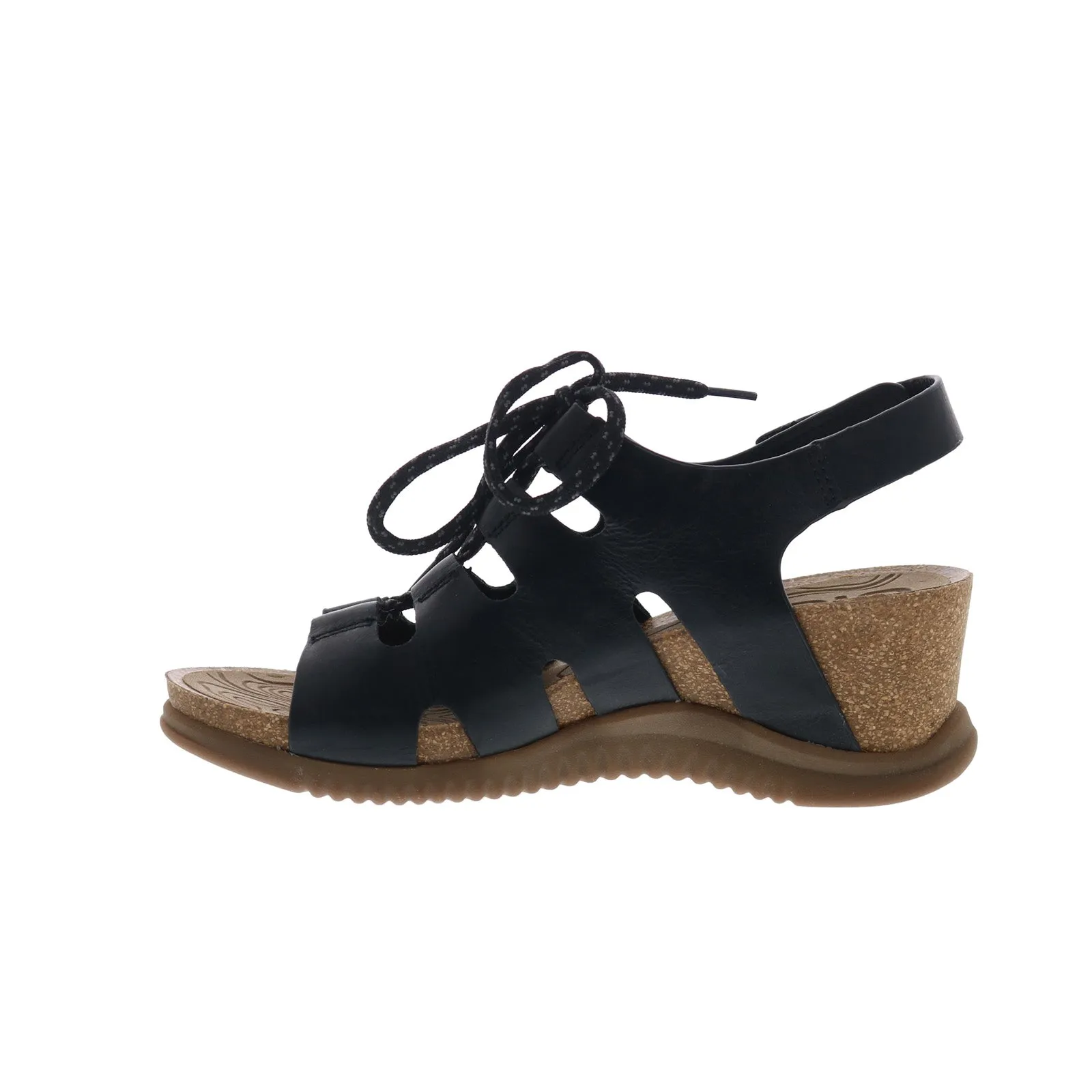 Bionica Sorena BI0013601 Womens Black Leather Strap Wedges Sandals Shoes