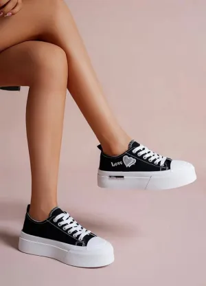 Black Platform Canvas Sneakers