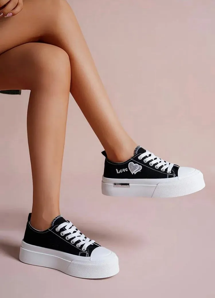 Black Platform Canvas Sneakers