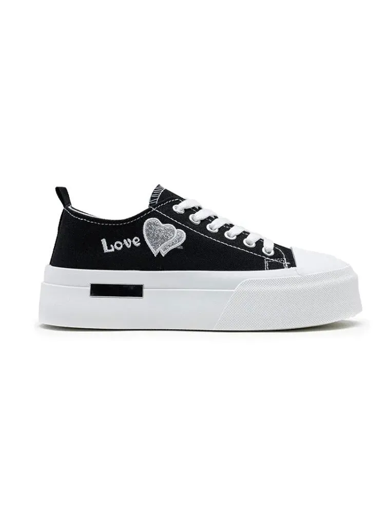 Black Platform Canvas Sneakers