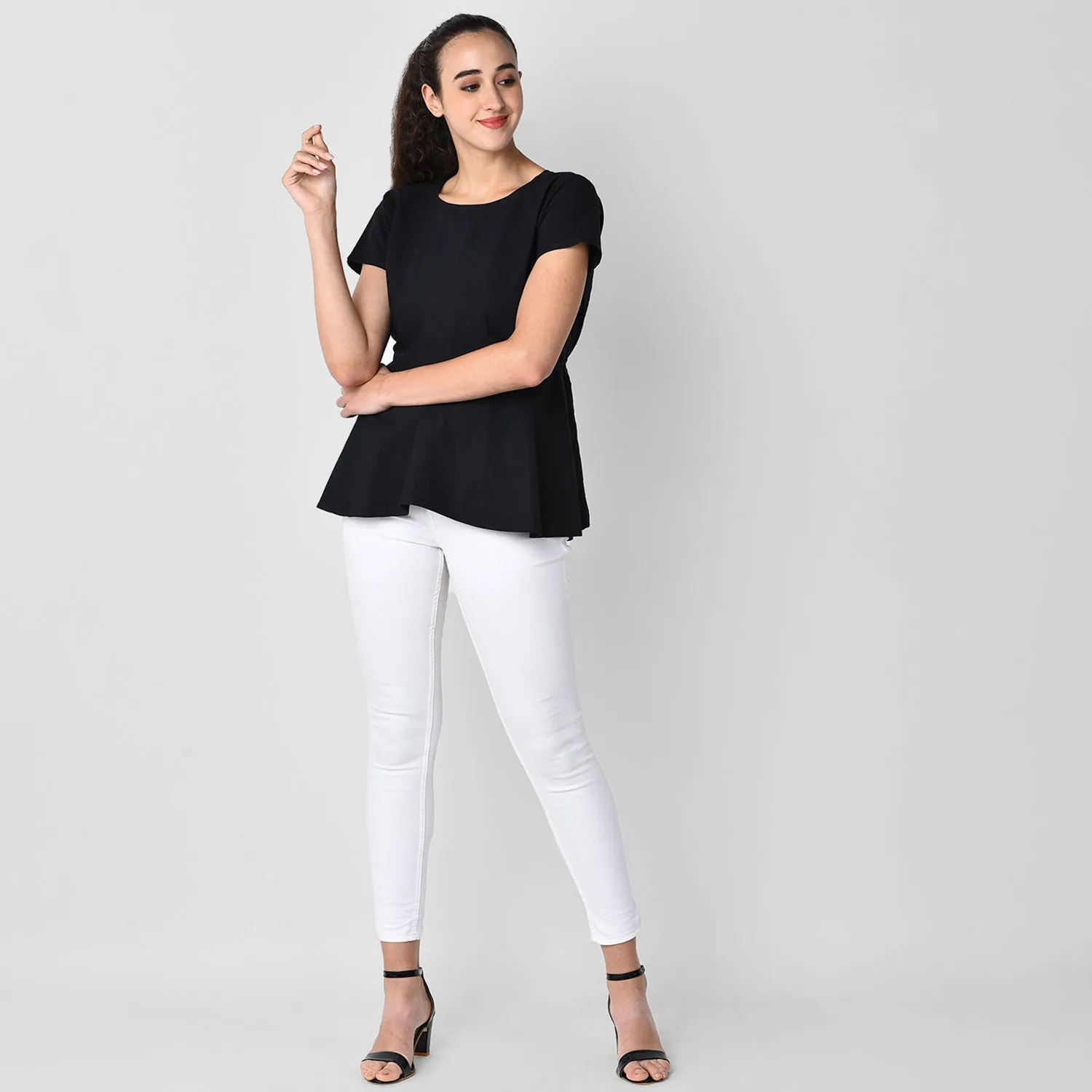 Black Schiffli Top