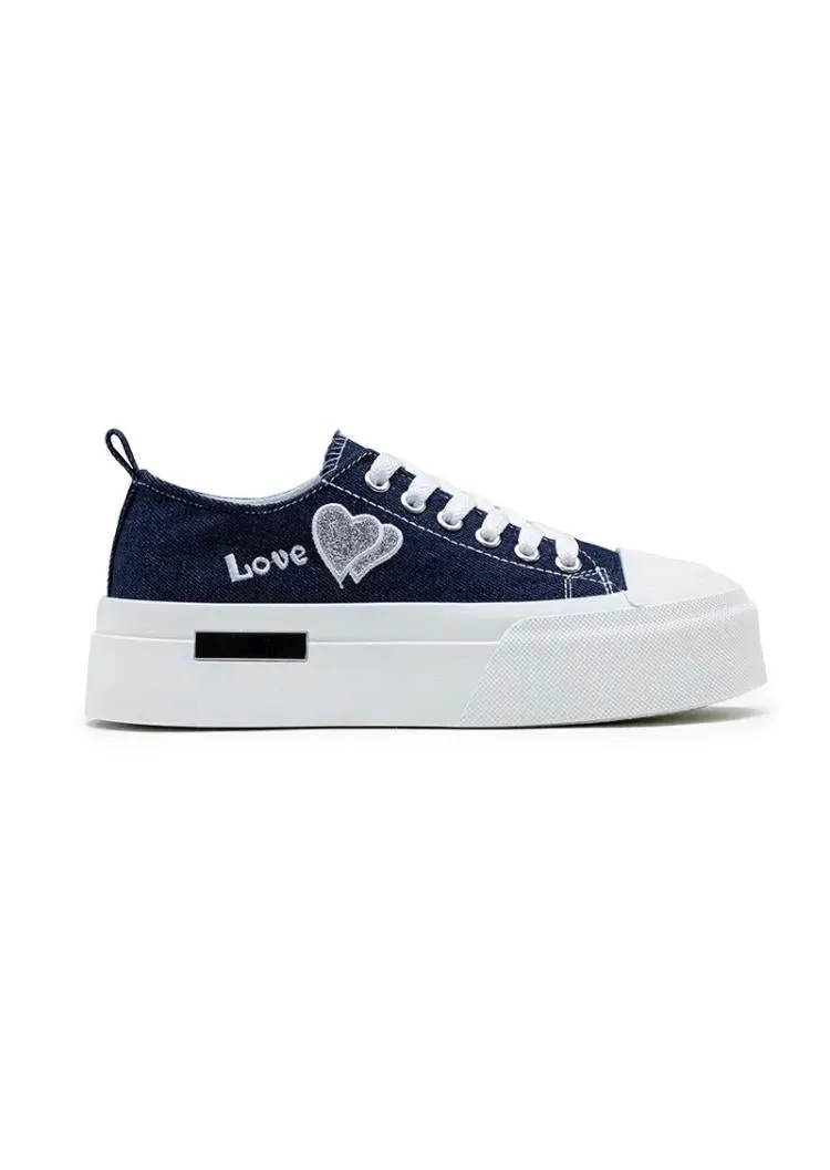 Blue Platform Canvas Sneakers