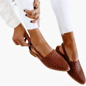 Braided Leather Slingback Flats for Women - Summer Shoes