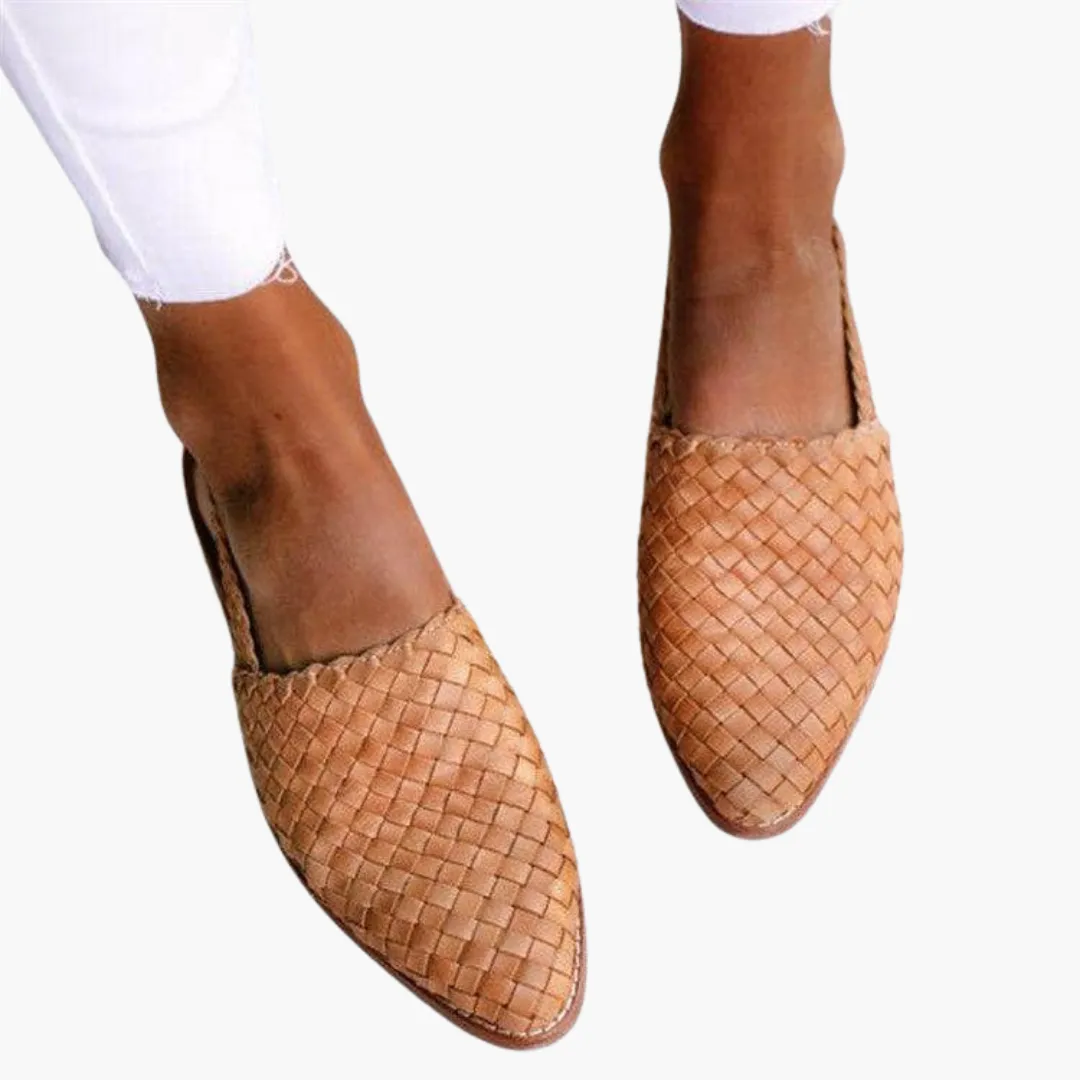 Braided Leather Slingback Flats for Women - Summer Shoes
