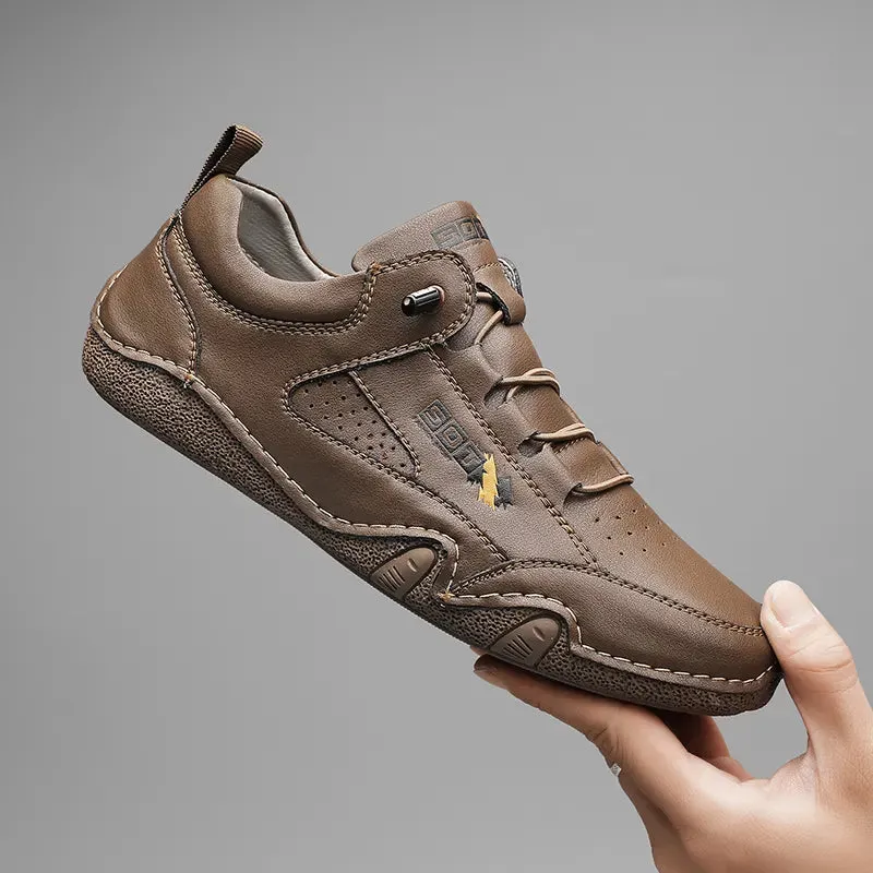 Breathable Low-top Men's Casual Leather Shoes,Deodorant,Non-slip And Durable