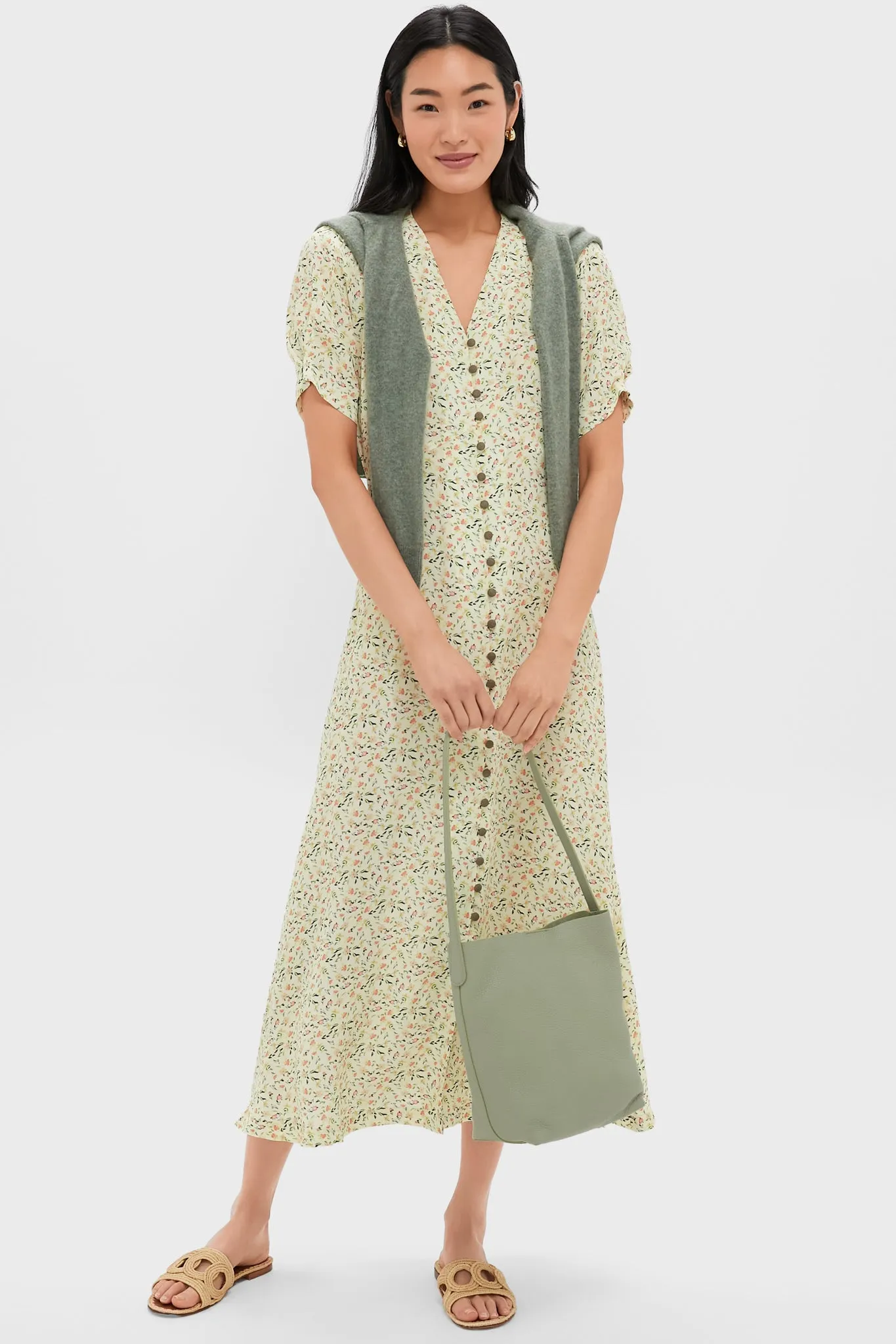 Butter Yellow Flowers Lucyia Antique Dress