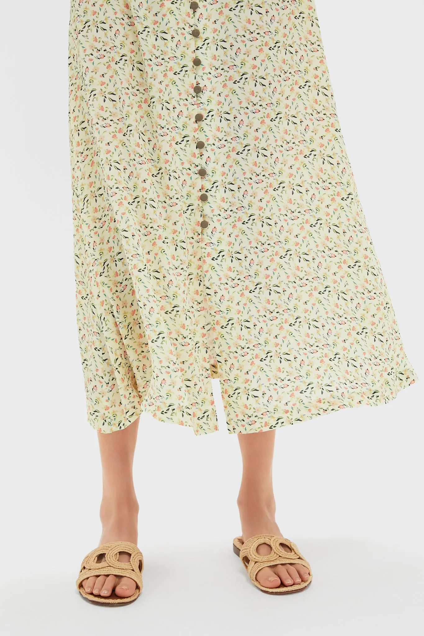 Butter Yellow Flowers Lucyia Antique Dress