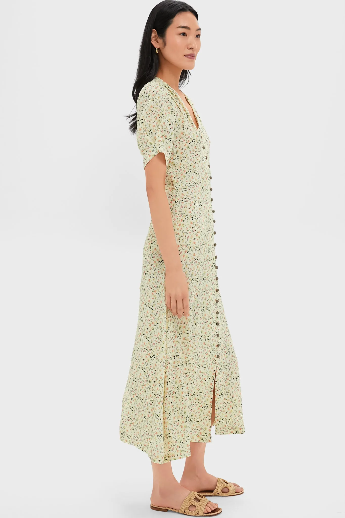 Butter Yellow Flowers Lucyia Antique Dress