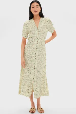 Butter Yellow Flowers Lucyia Antique Dress