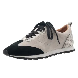 Caren In Black/Light Grey Suede/Black/White Snake Printed Leather