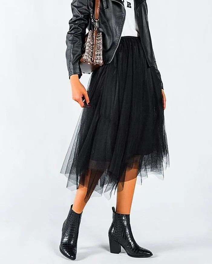 Crocodile Pattern Faux Leather Boots - Black
