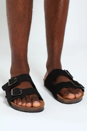 Double Buckle Comfort Sandal - Black