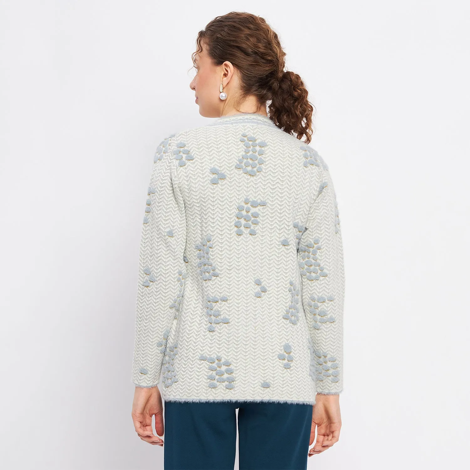Duke Stardust Women Full Sleeve Self Design Cardigan (LQS9713)
