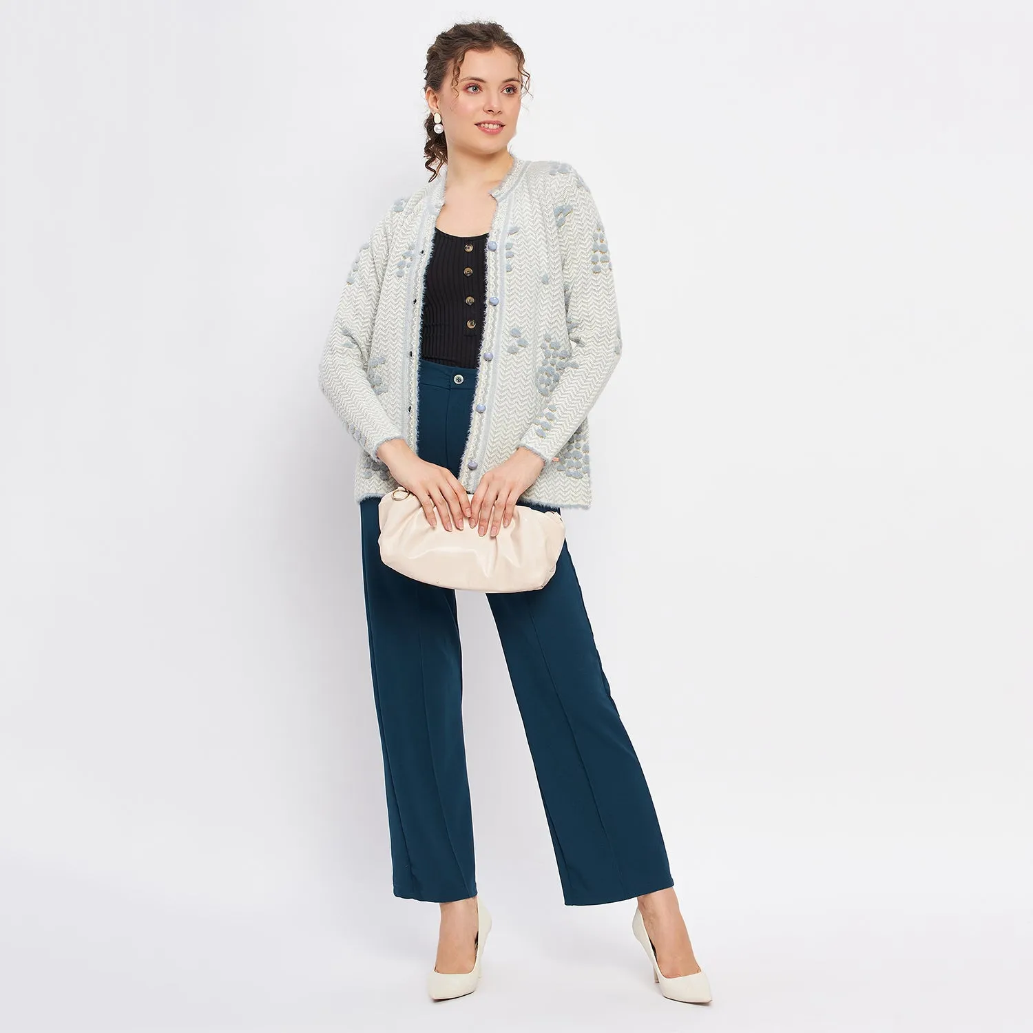 Duke Stardust Women Full Sleeve Self Design Cardigan (LQS9713)