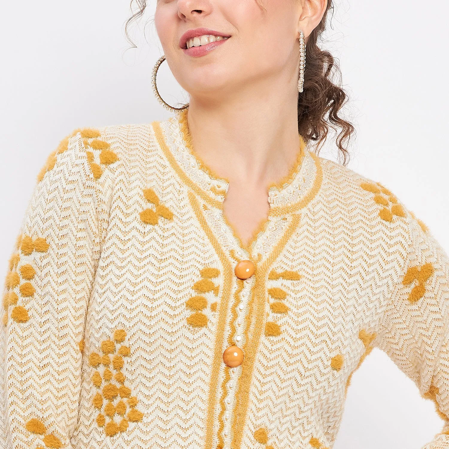 Duke Stardust Women Full Sleeve Self Design Cardigan (LQS9713)