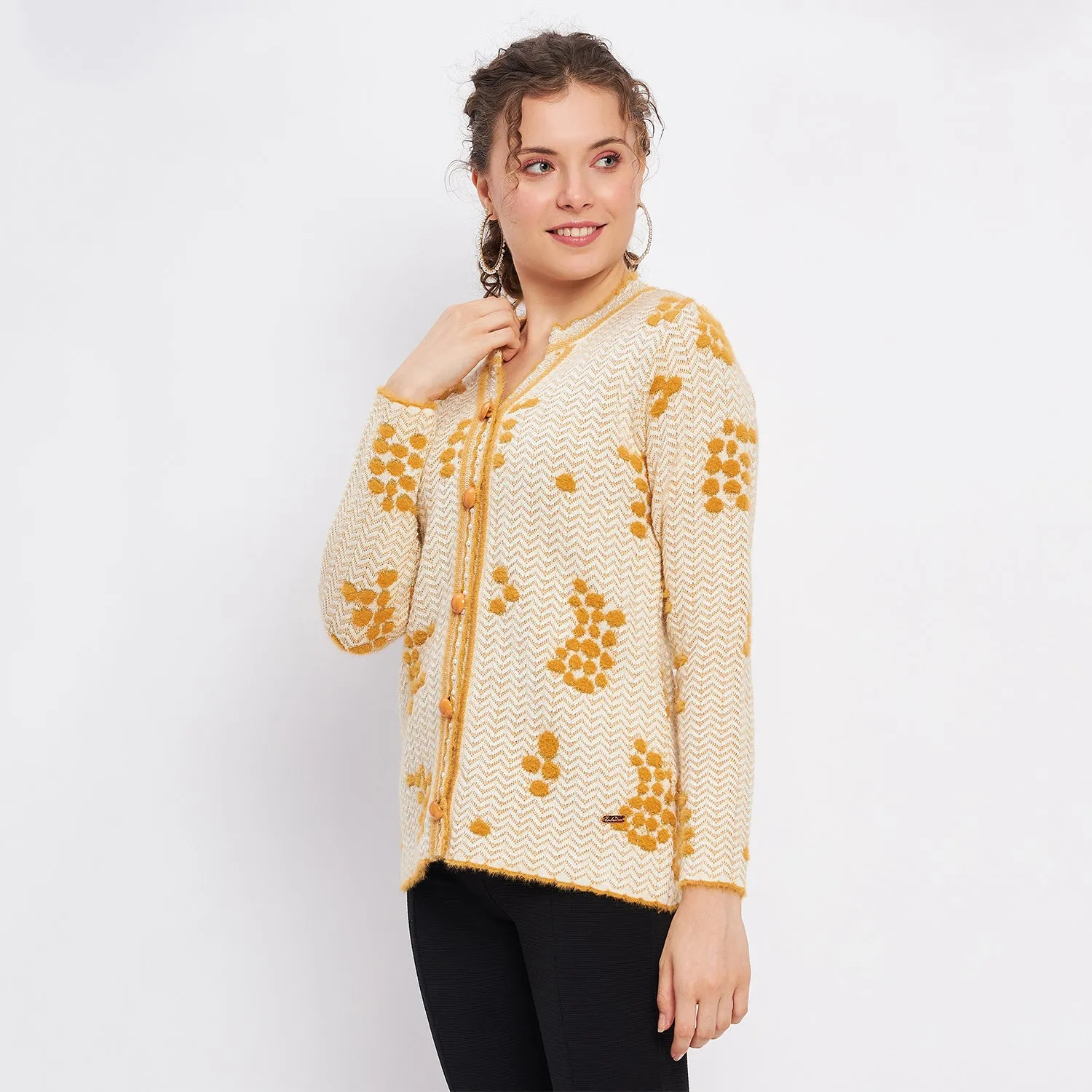 Duke Stardust Women Full Sleeve Self Design Cardigan (LQS9713)