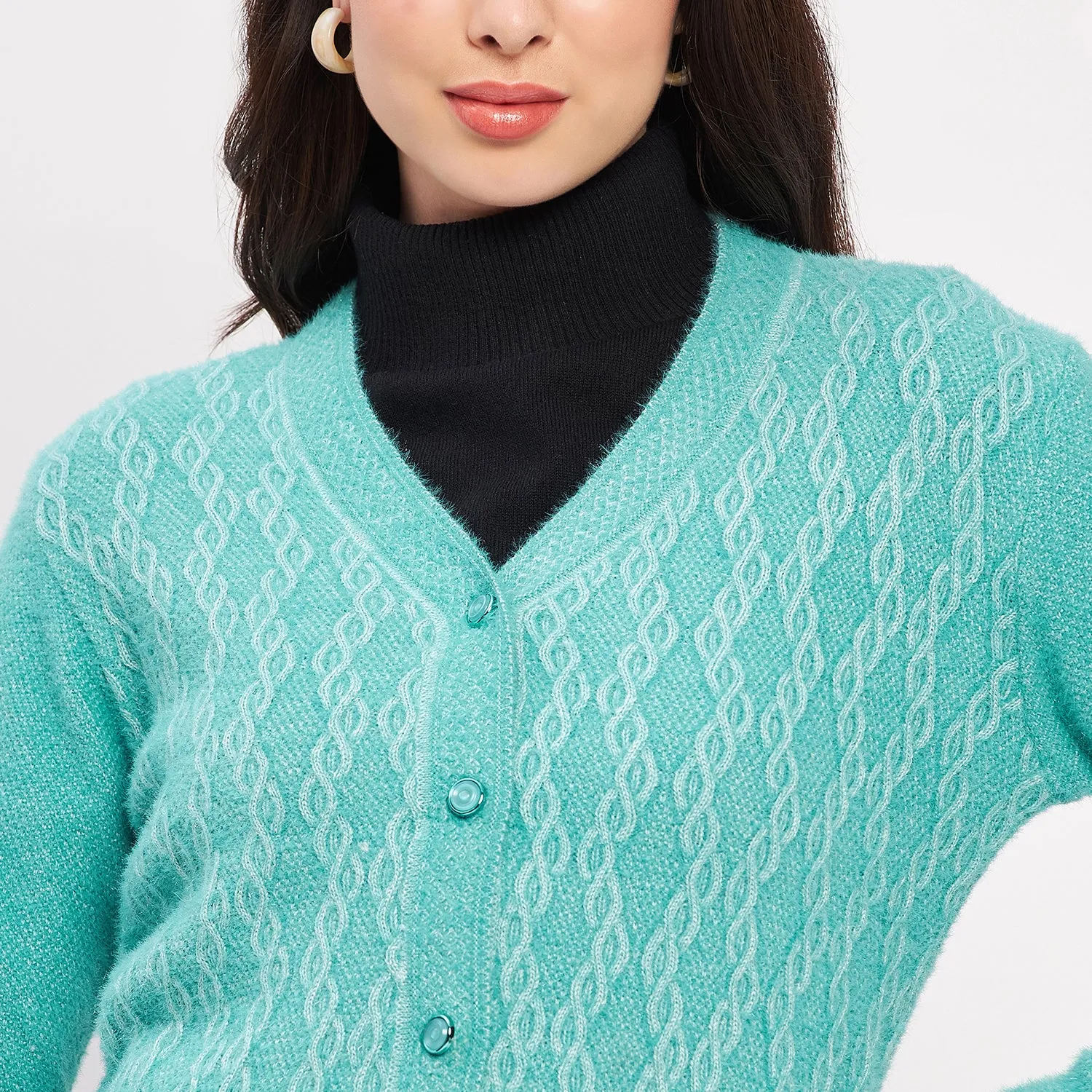Duke Stardust Women Full Sleeve Self Design Cardigan (LQS9725)