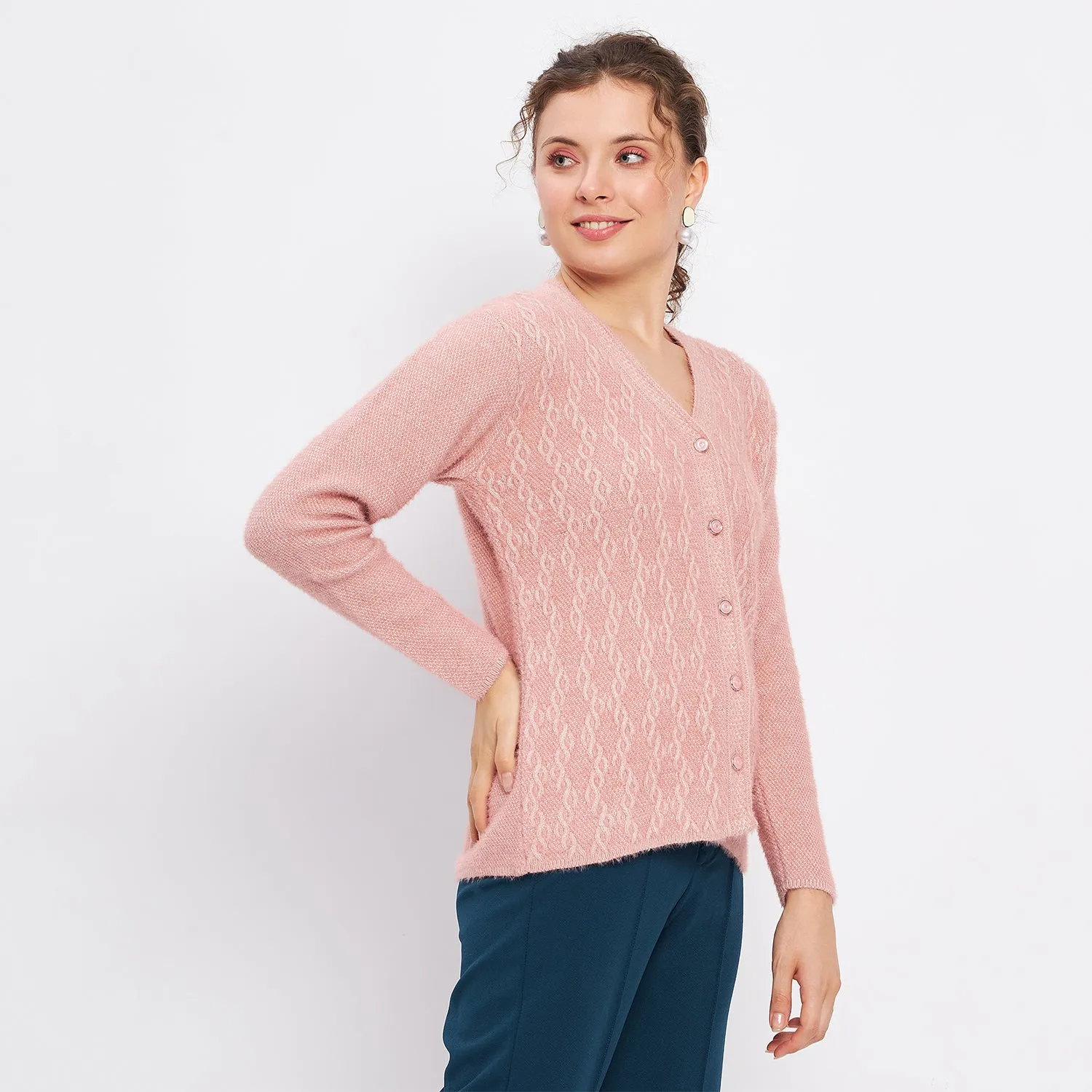 Duke Stardust Women Full Sleeve Self Design Cardigan (LQS9725)