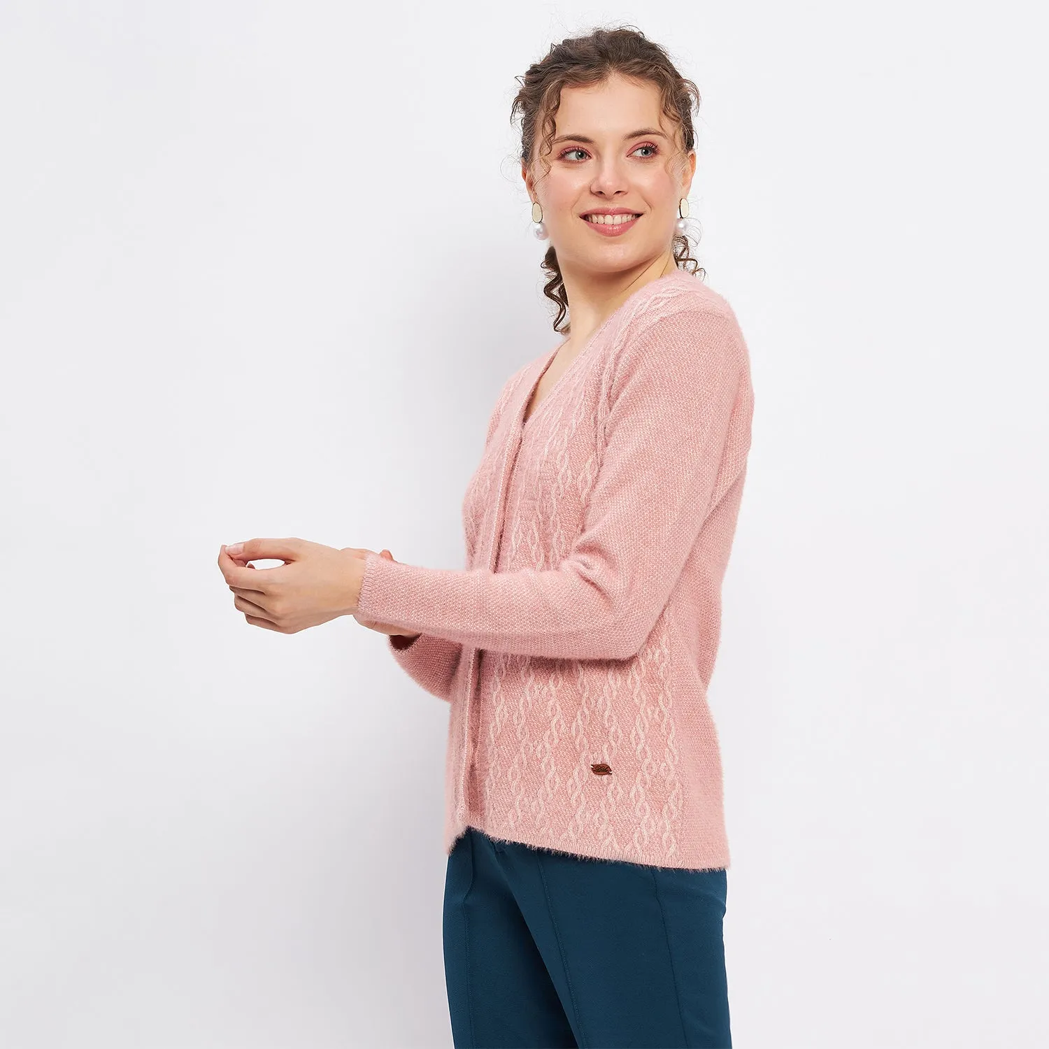 Duke Stardust Women Full Sleeve Self Design Cardigan (LQS9725)