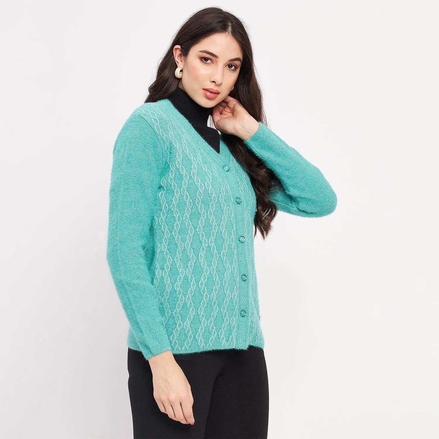 Duke Stardust Women Full Sleeve Self Design Cardigan (LQS9725)