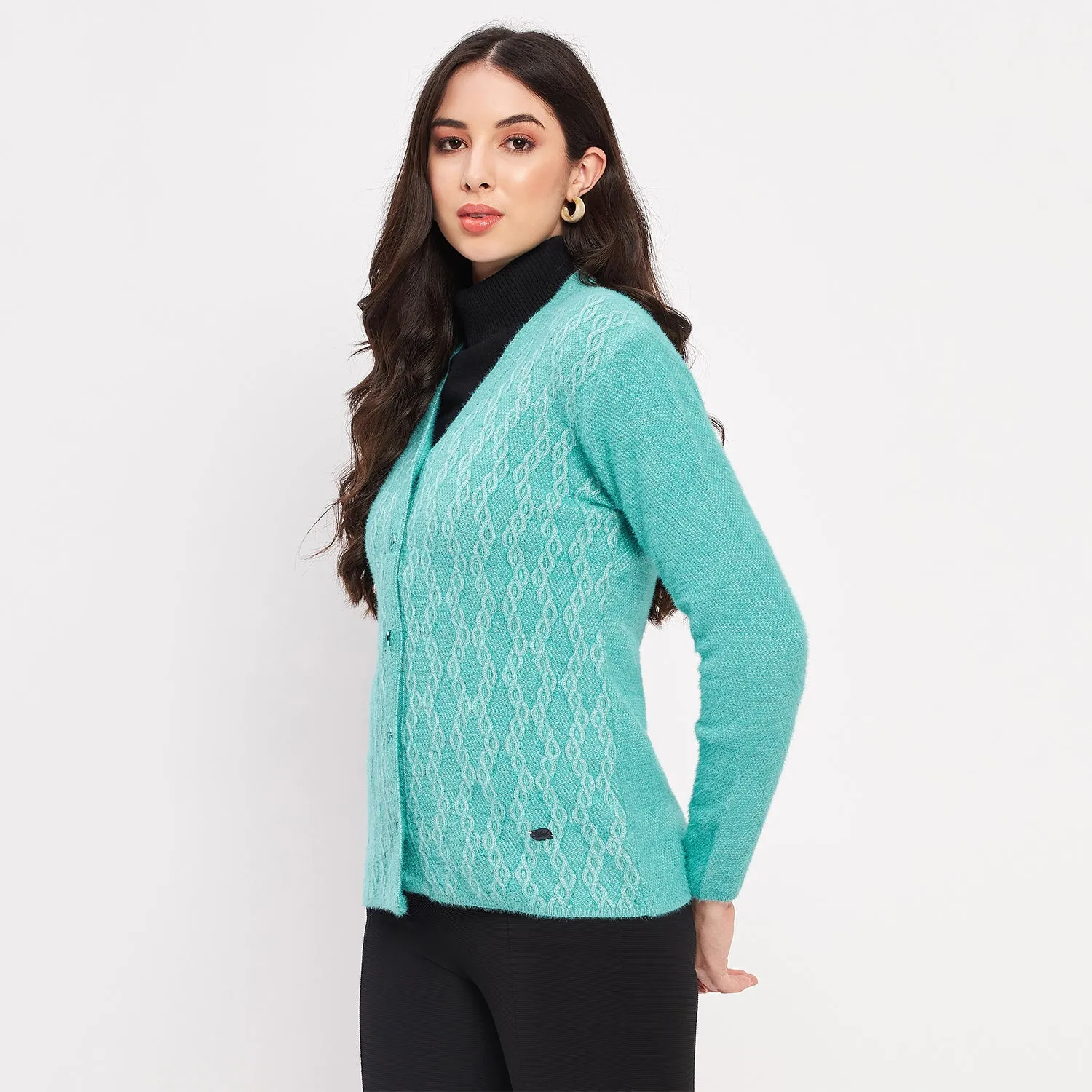 Duke Stardust Women Full Sleeve Self Design Cardigan (LQS9725)