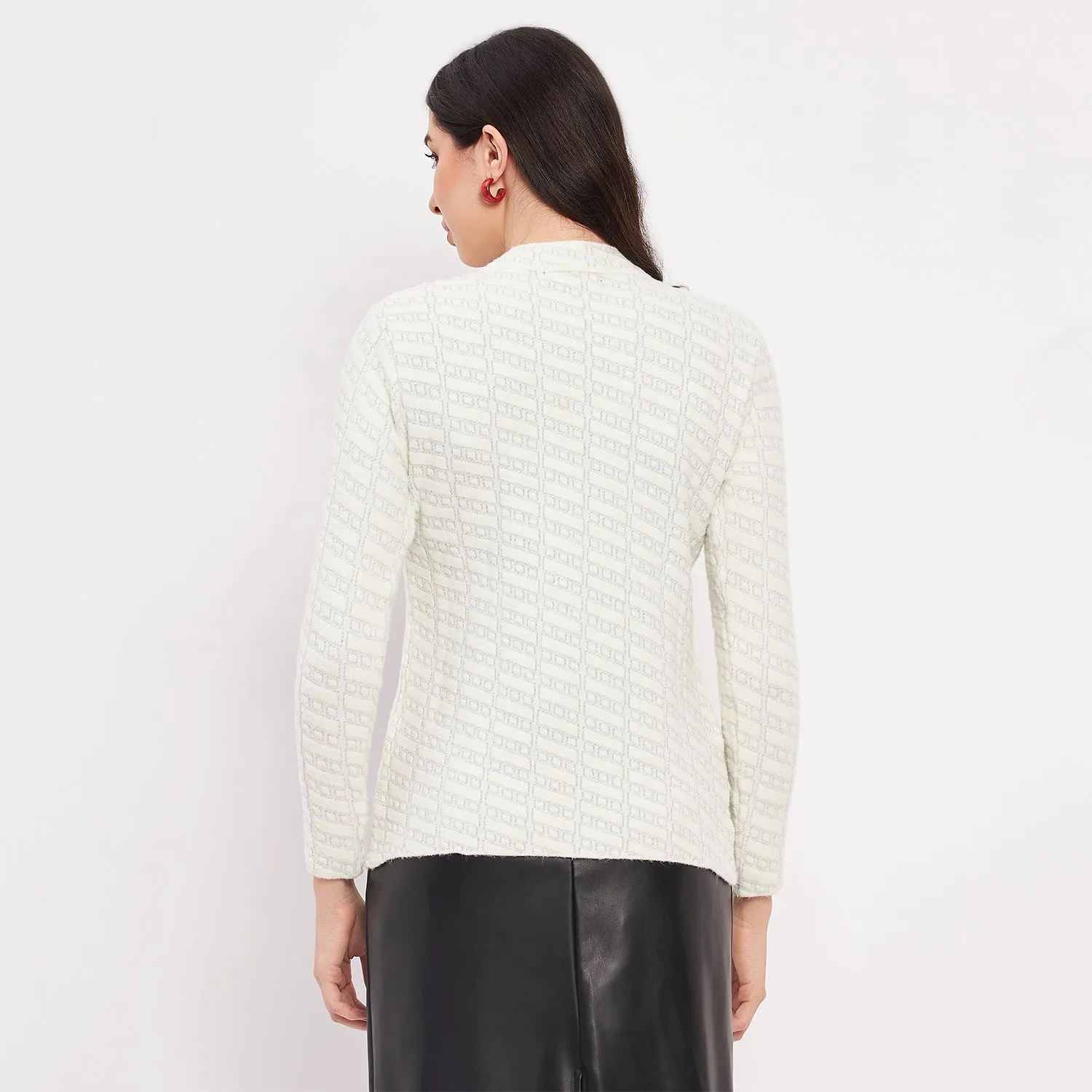 Duke Stardust Women Full Sleeve Self Design Cardigan (LQS9745)