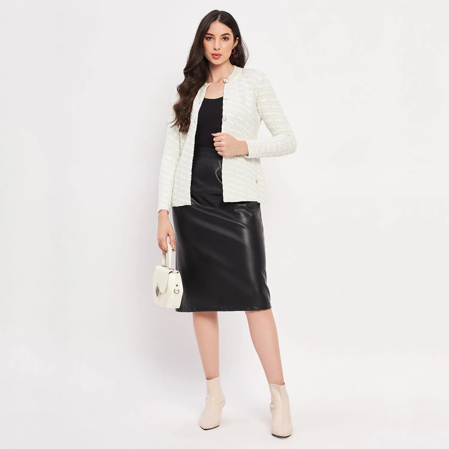 Duke Stardust Women Full Sleeve Self Design Cardigan (LQS9745)