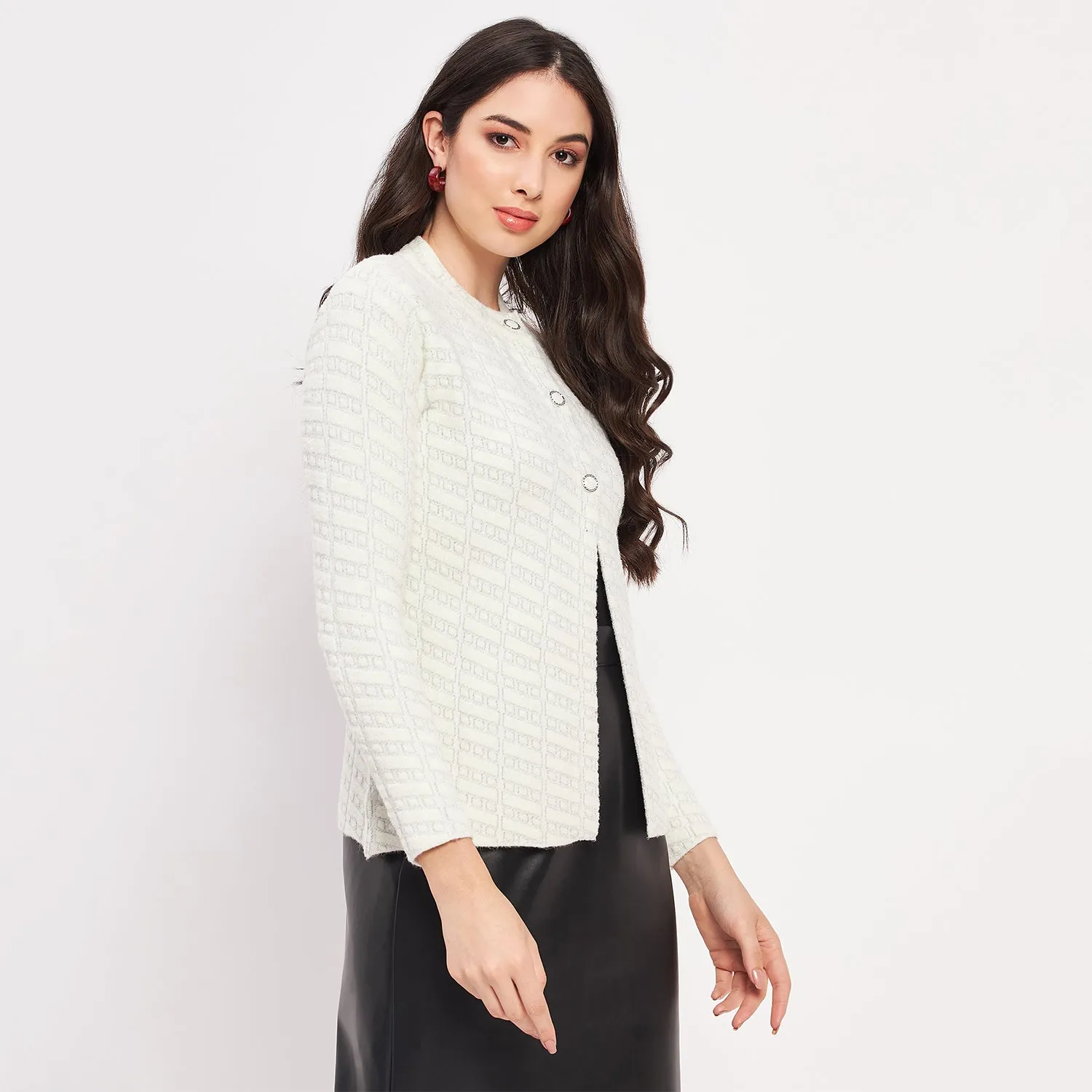 Duke Stardust Women Full Sleeve Self Design Cardigan (LQS9745)