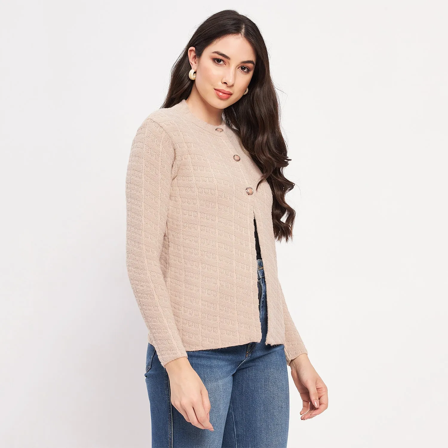 Duke Stardust Women Full Sleeve Self Design Cardigan (LQS9745)