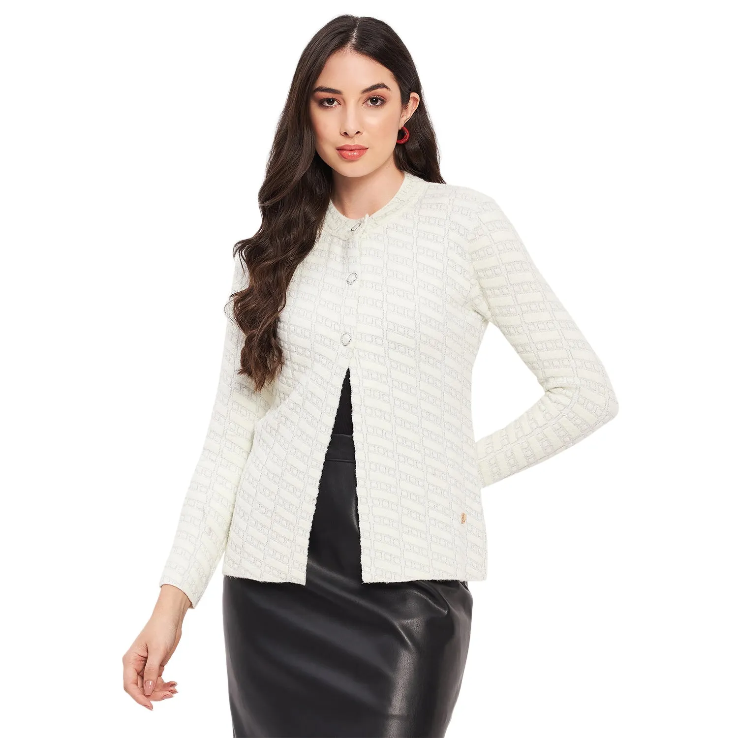 Duke Stardust Women Full Sleeve Self Design Cardigan (LQS9745)