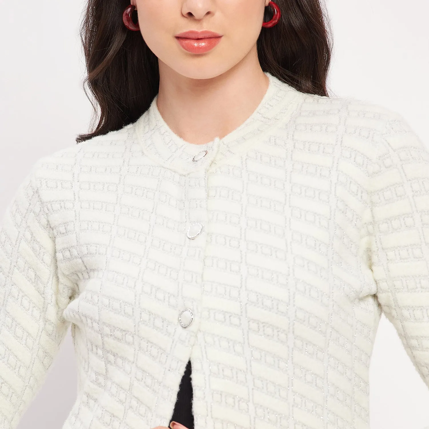 Duke Stardust Women Full Sleeve Self Design Cardigan (LQS9745)