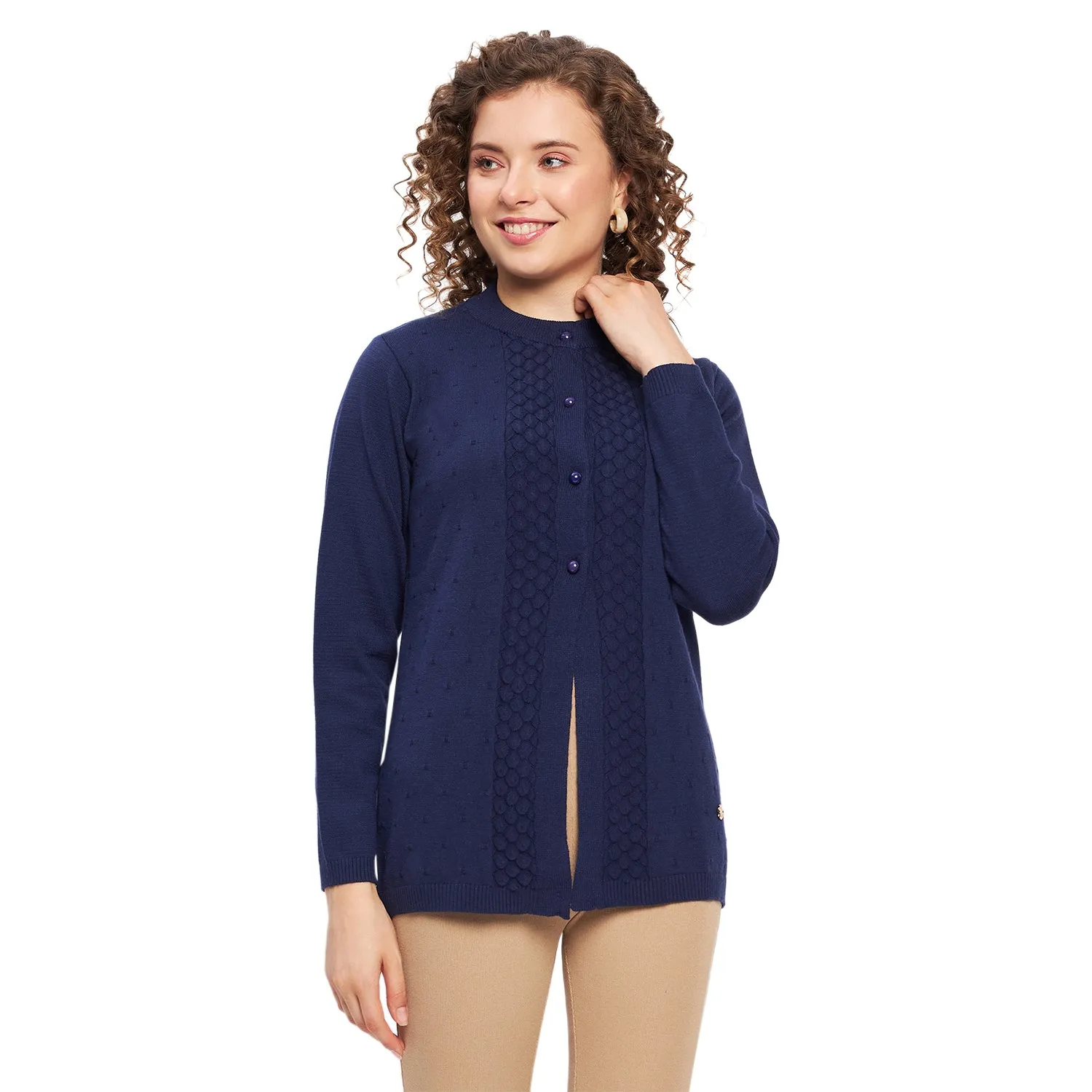 Duke Stardust Women Full Sleeve Self Design Cardigan (LQS9757)