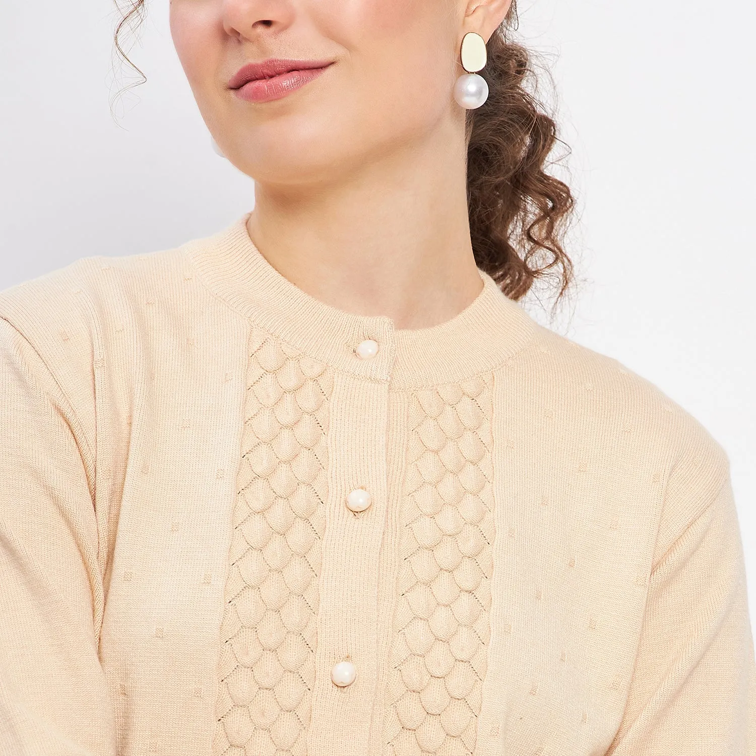 Duke Stardust Women Full Sleeve Self Design Cardigan (LQS9757)