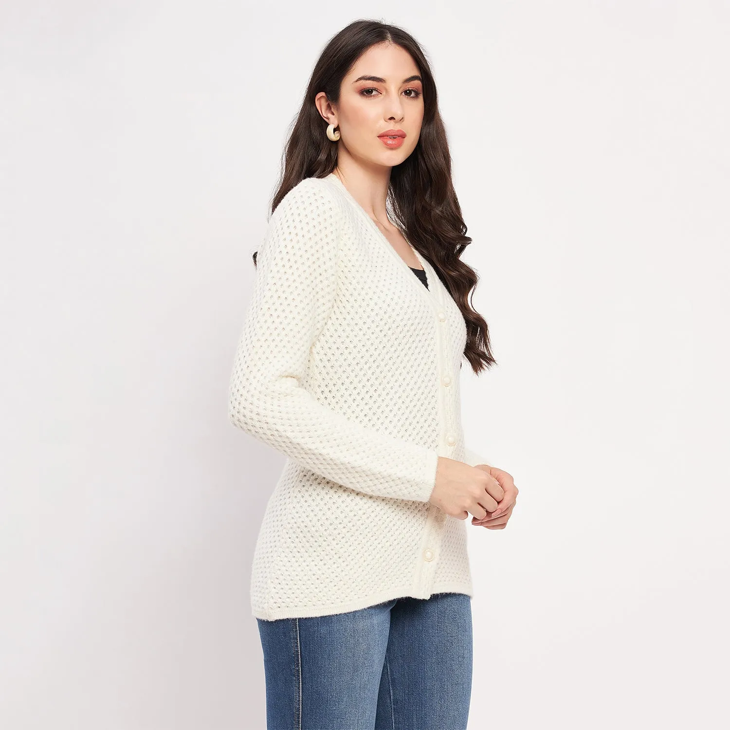 Duke Stardust Women Full Sleeve Self Design Cardigan (SDS1135)