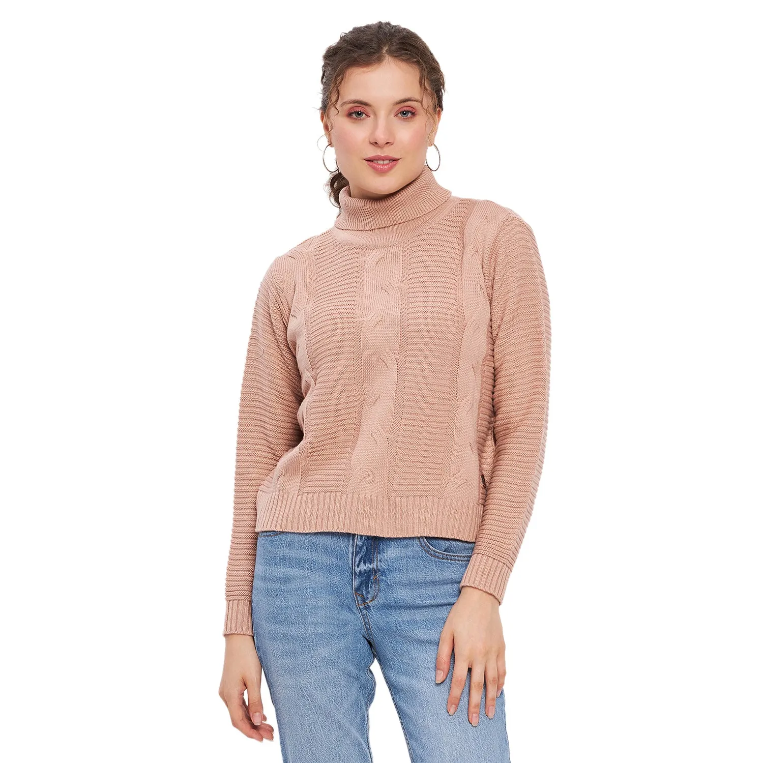 Duke Stardust Women Full Sleeve Self Design Crop Pullover (SDS1008)