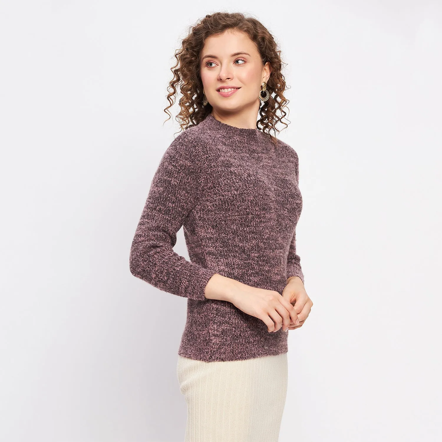 Duke Stardust Women Full Sleeve Self Design Sweater (LQS9772)