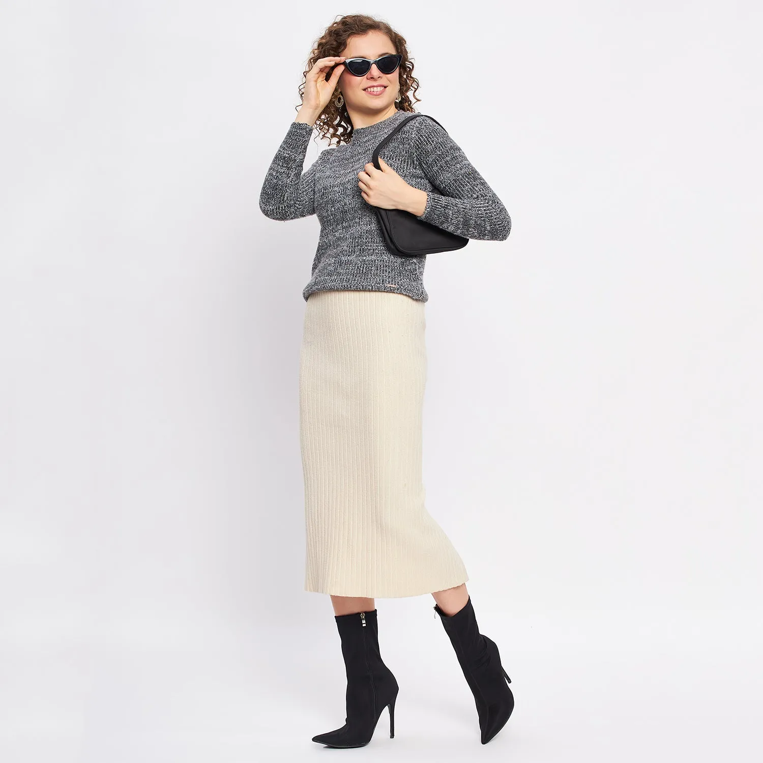 Duke Stardust Women Full Sleeve Self Design Sweater (LQS9772)