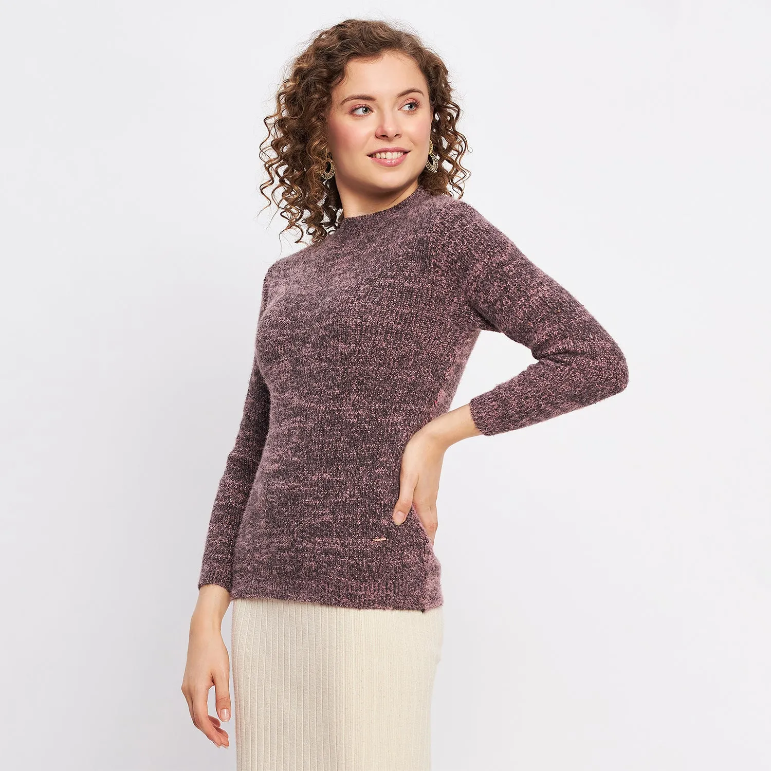 Duke Stardust Women Full Sleeve Self Design Sweater (LQS9772)
