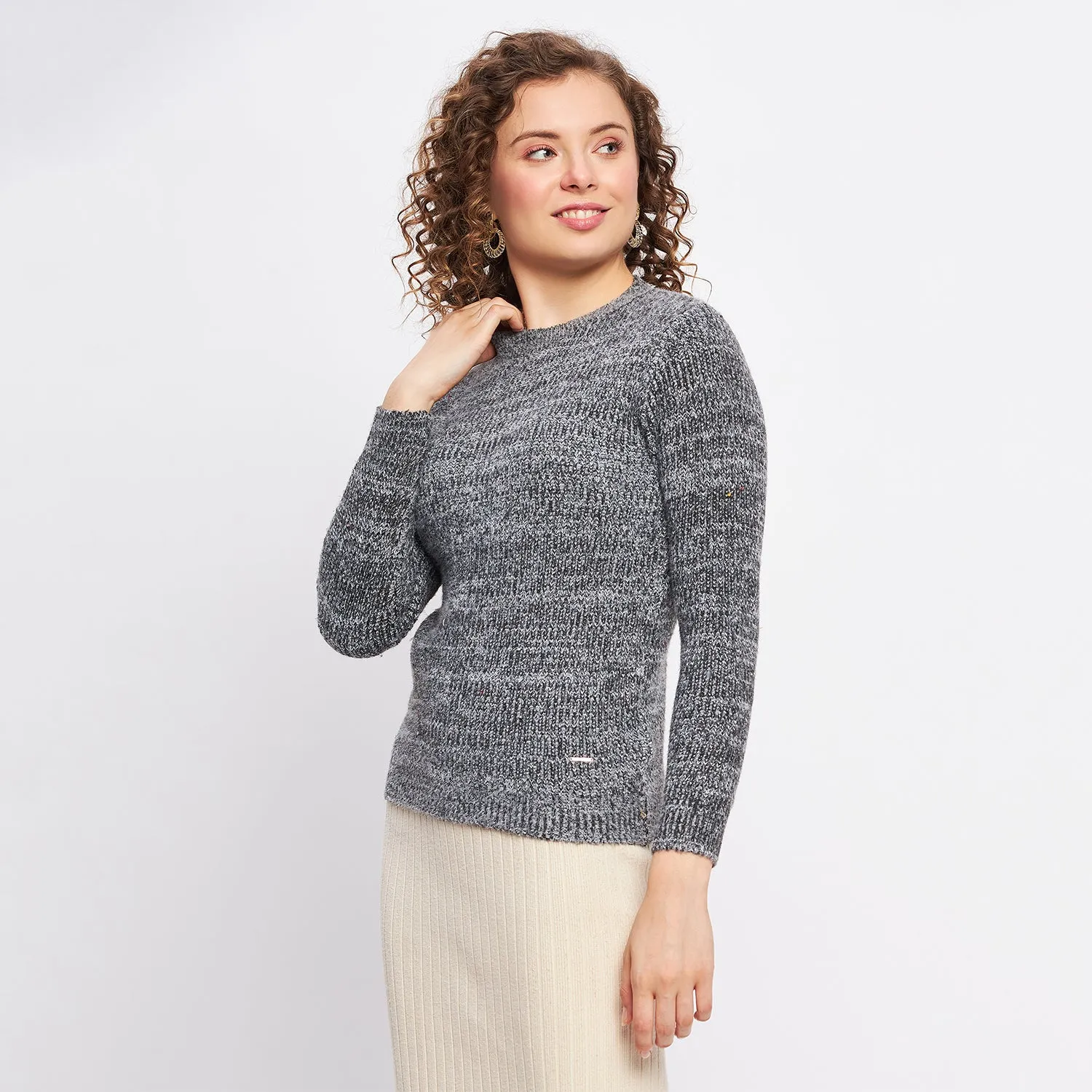 Duke Stardust Women Full Sleeve Self Design Sweater (LQS9772)
