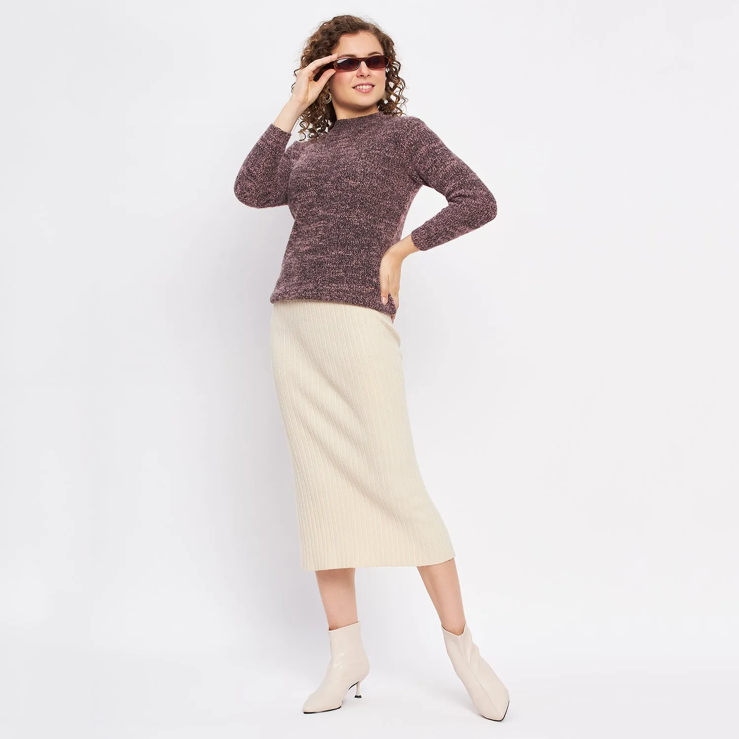Duke Stardust Women Full Sleeve Self Design Sweater (LQS9772)