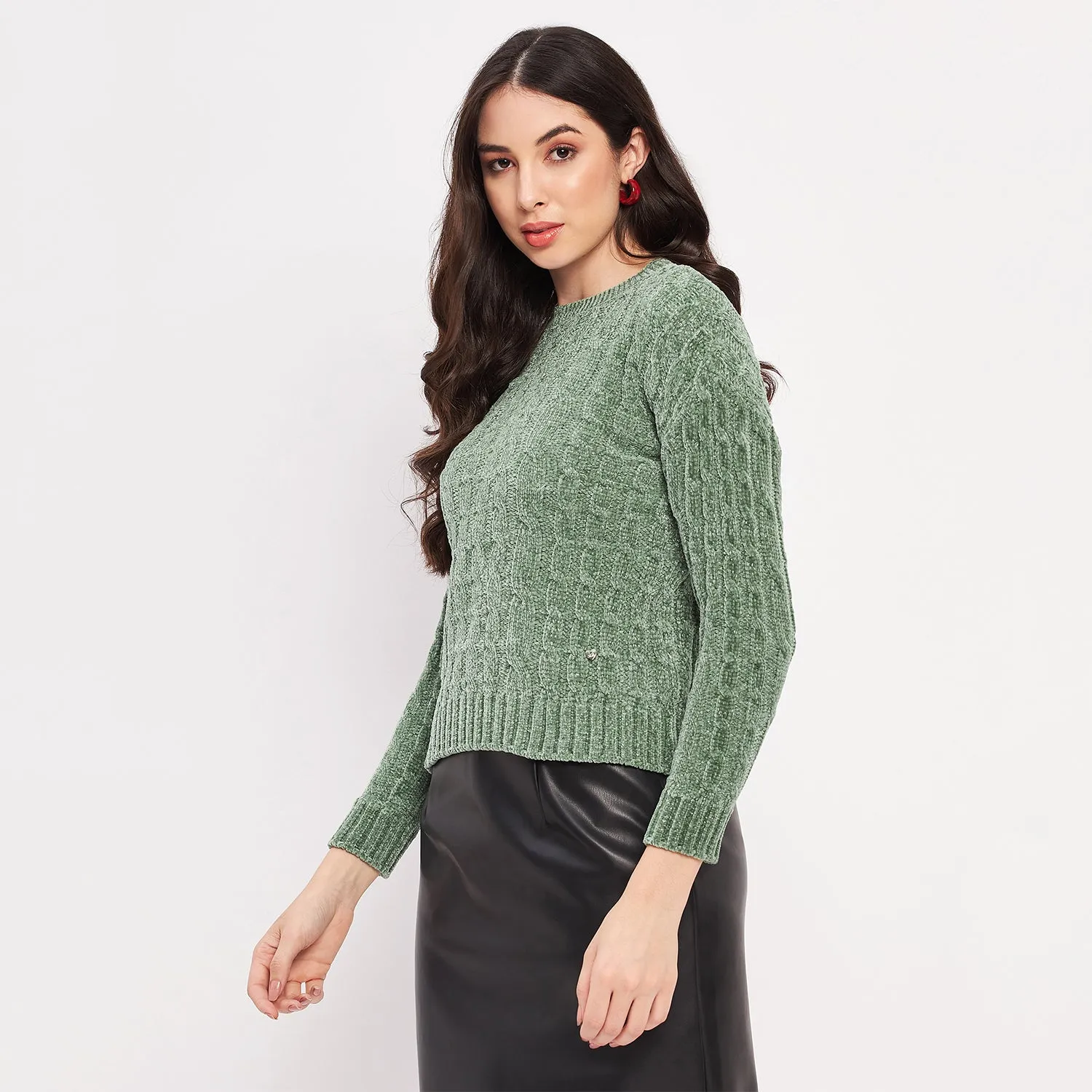 Duke Stardust Women Full Sleeve Self Design Sweater (LQS9777)