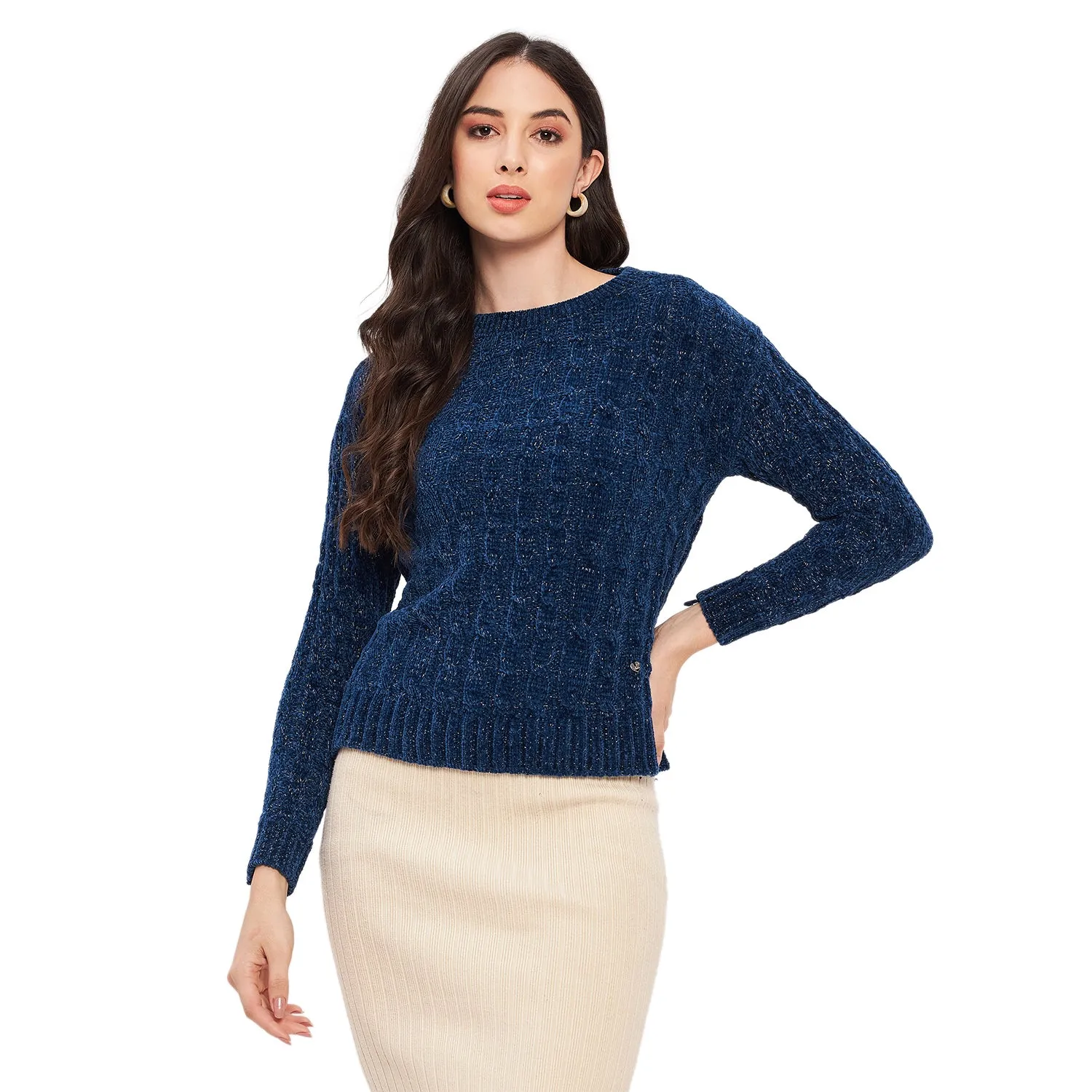 Duke Stardust Women Full Sleeve Self Design Sweater (LQS9777)
