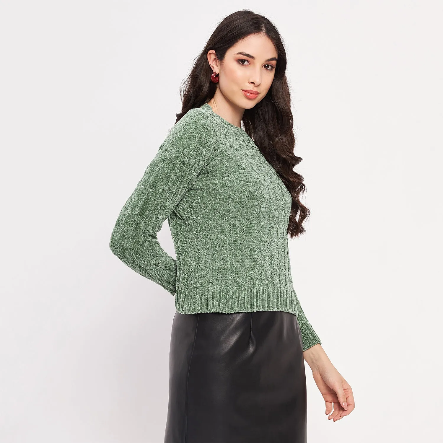 Duke Stardust Women Full Sleeve Self Design Sweater (LQS9777)