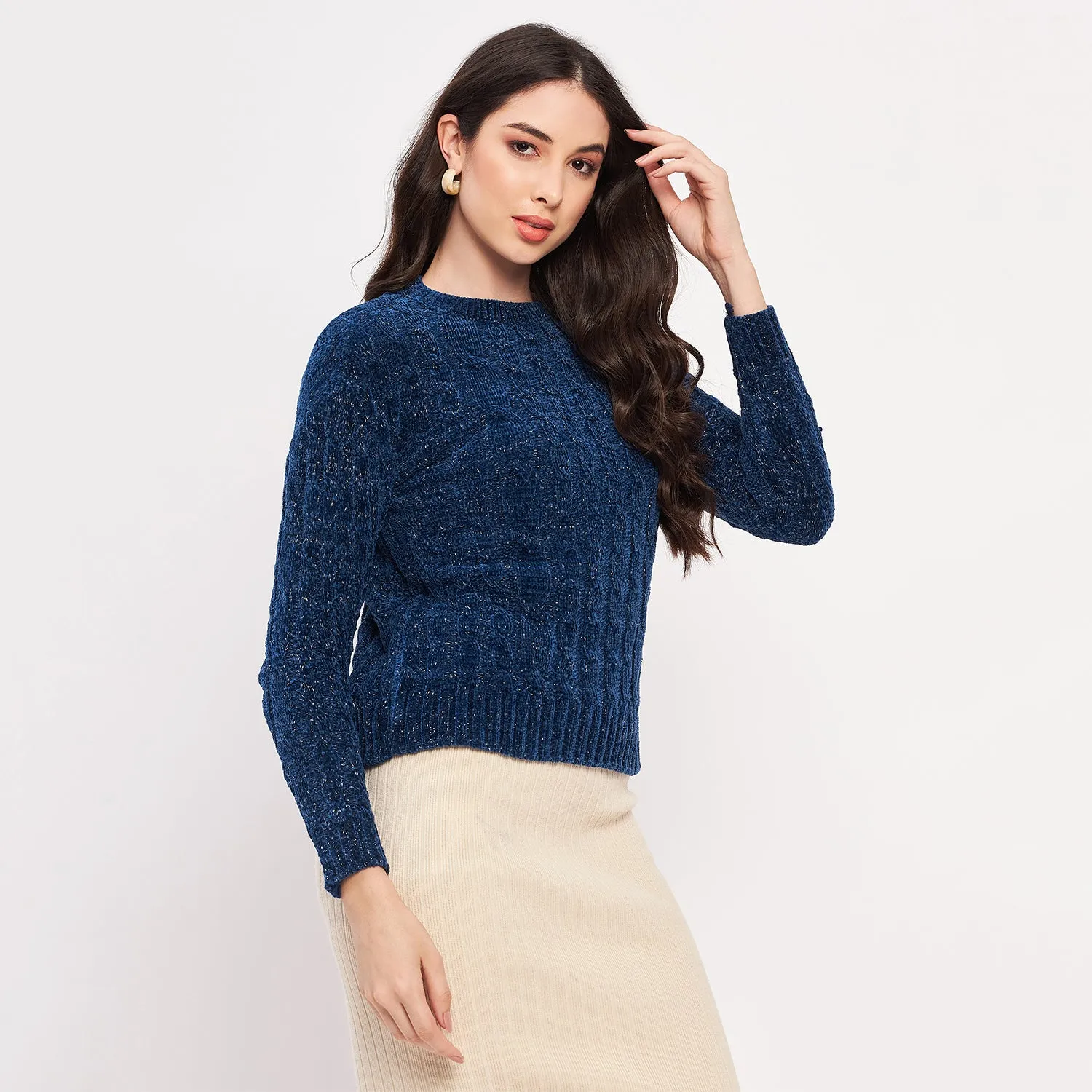 Duke Stardust Women Full Sleeve Self Design Sweater (LQS9777)