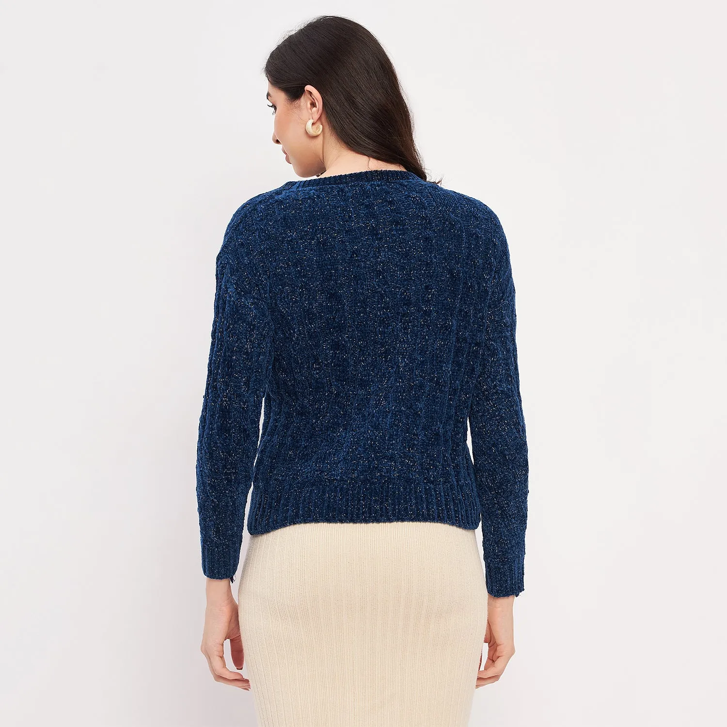 Duke Stardust Women Full Sleeve Self Design Sweater (LQS9777)