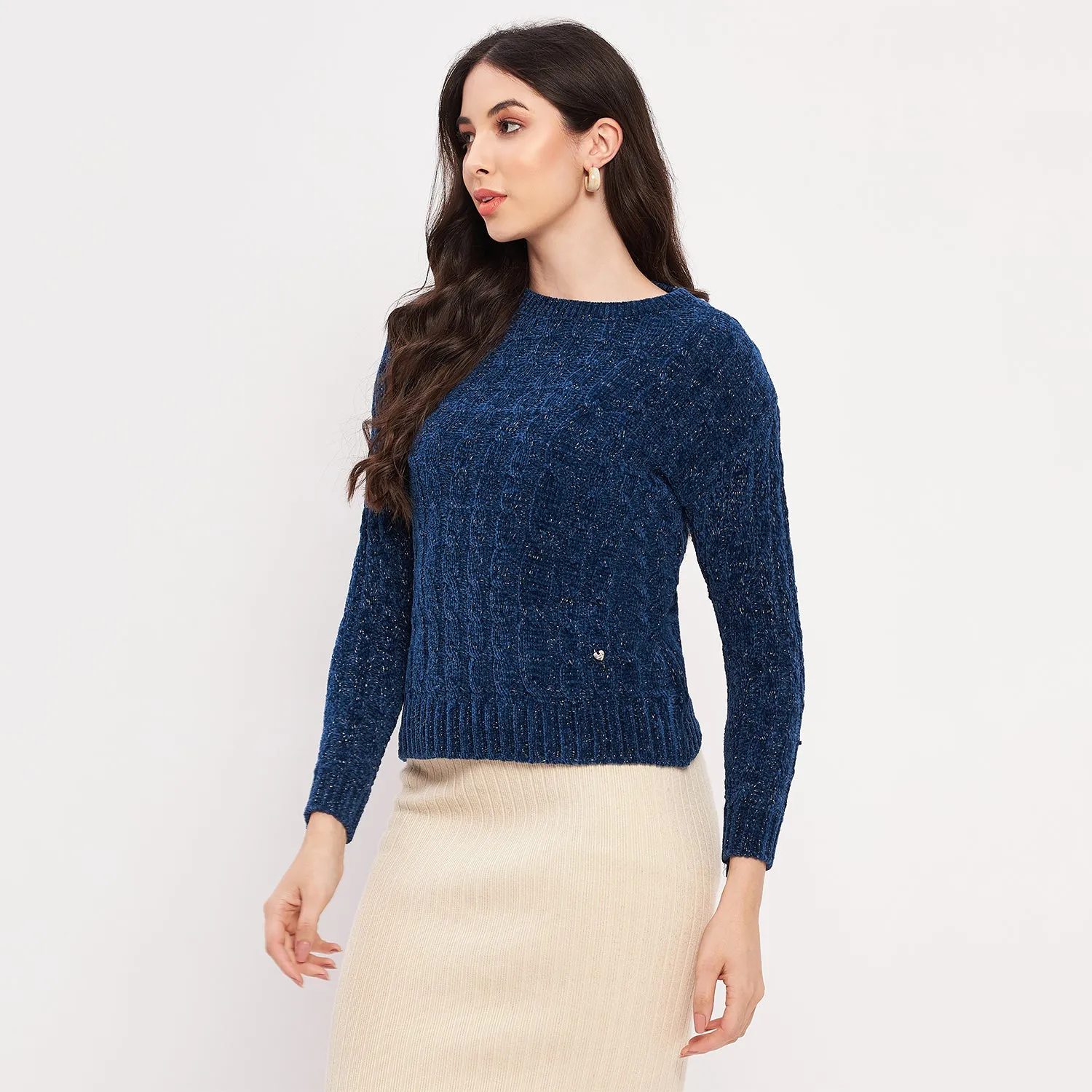 Duke Stardust Women Full Sleeve Self Design Sweater (LQS9777)