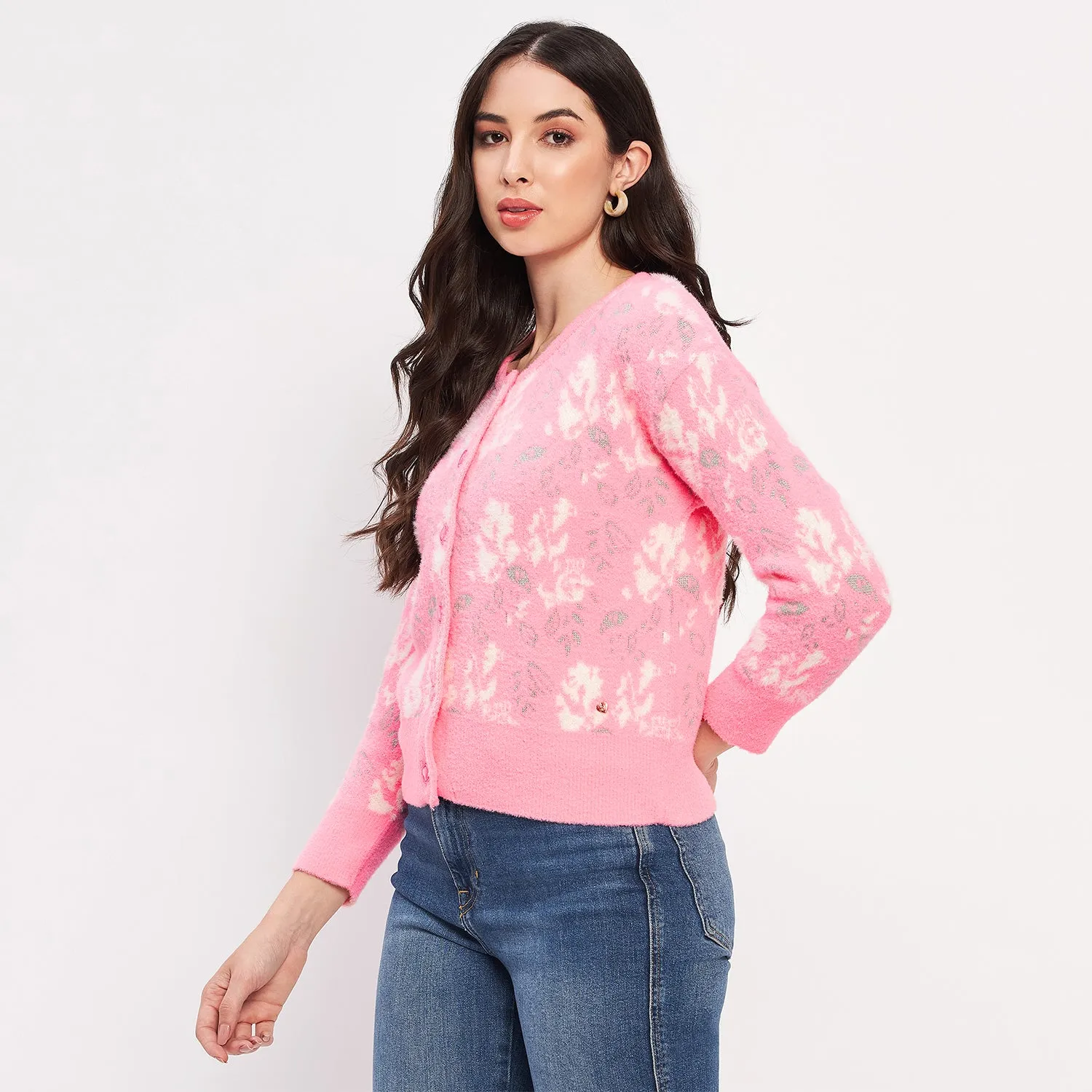 Duke Stardust Women Full Sleeve Self Design Sweater (LQS9810)