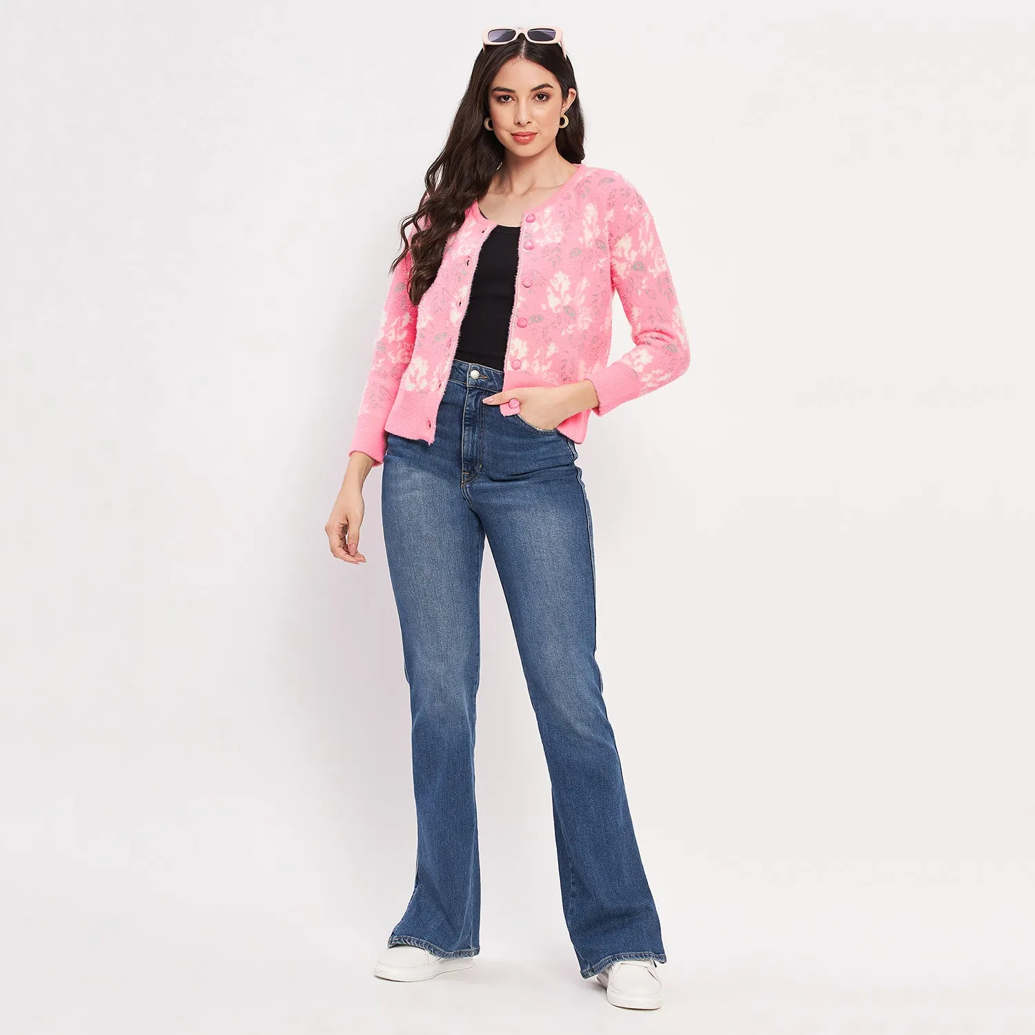 Duke Stardust Women Full Sleeve Self Design Sweater (LQS9810)