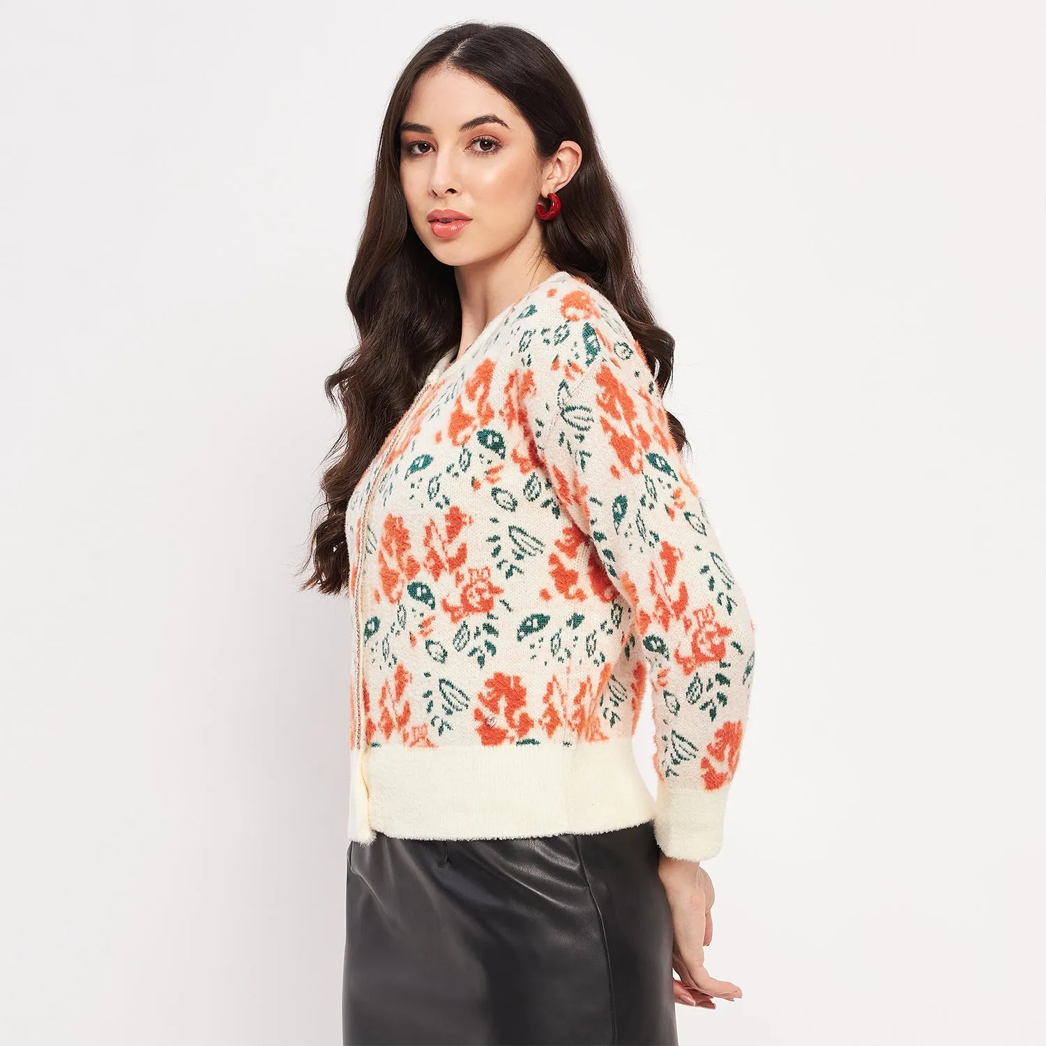 Duke Stardust Women Full Sleeve Self Design Sweater (LQS9810)
